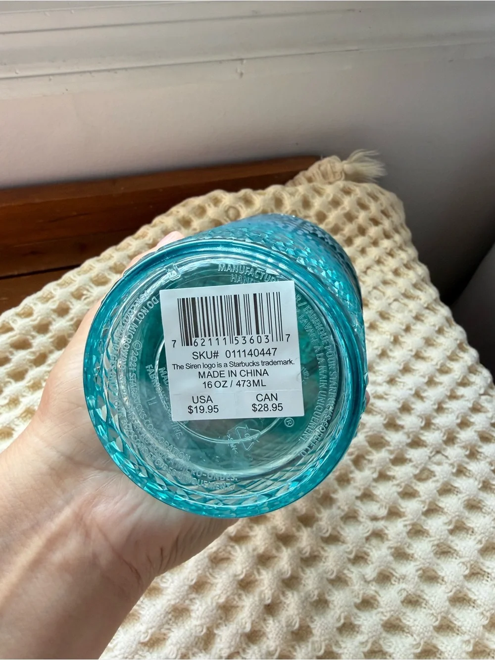 Starbucks Teal 15oz Diamond-Texture Reusable Cold Cup